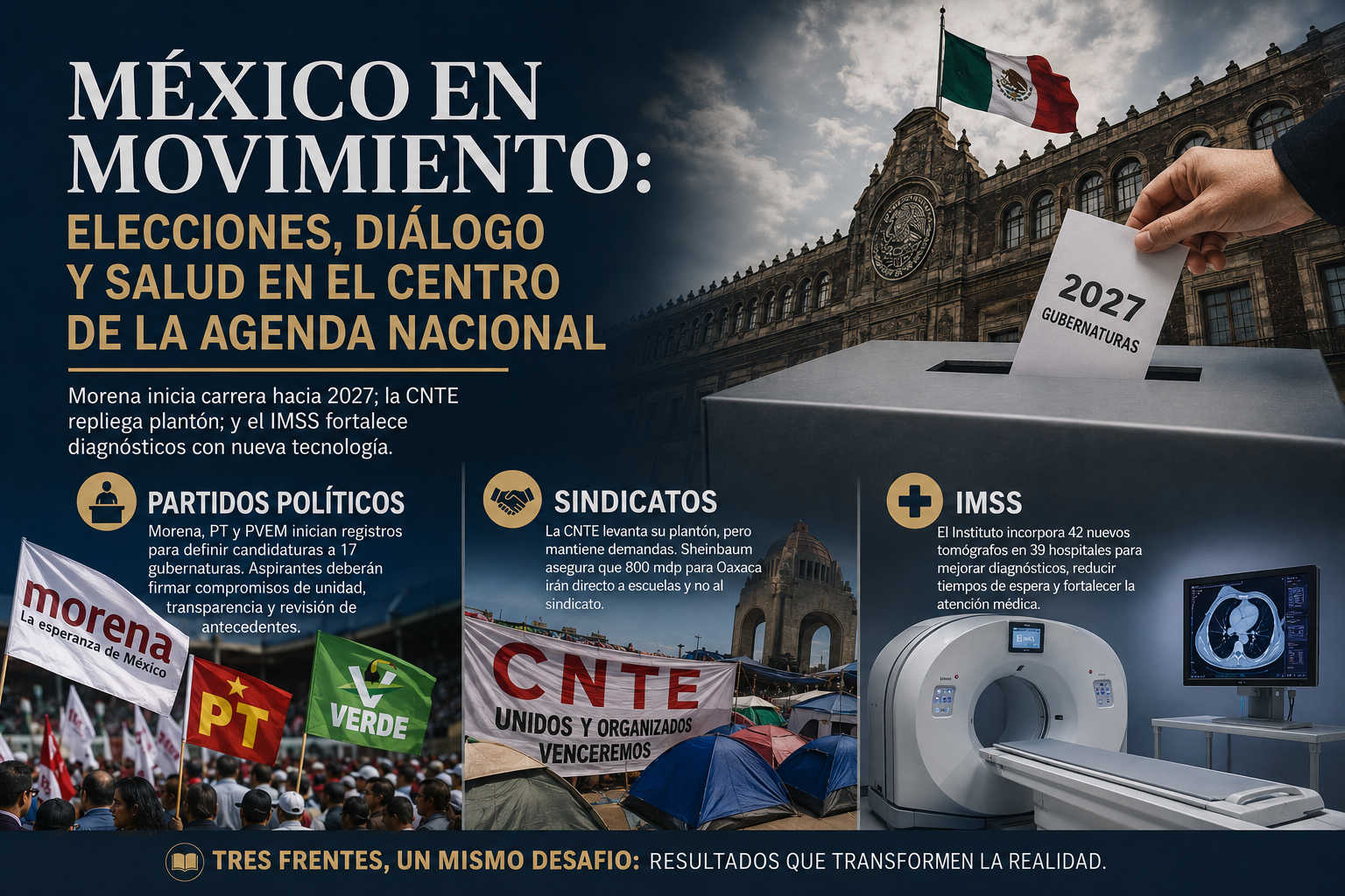Morena acelera 2027, la CNTE se repliega y el IMSS apuesta por tecnología médica